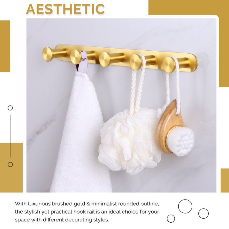 Brushed Gold Stainless Steel Wall Mounted Towel Hook Rack