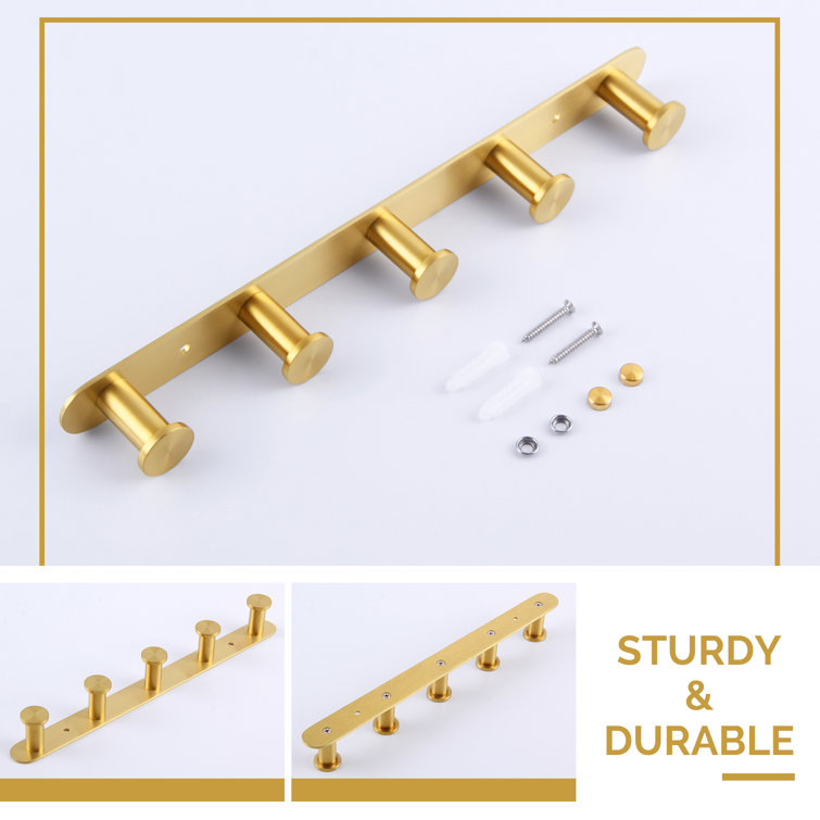 Brushed Gold Stainless Steel Wall Mounted Towel Hook Rack