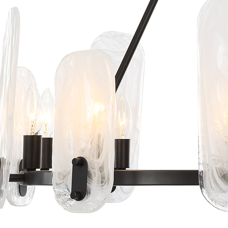 Ellipse Dark Bronze 10-Light Chandelier with White Swirl Glass