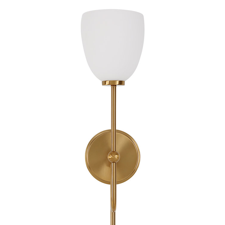 Warm Brass Dimmable Plug-In Electric Wall Sconce