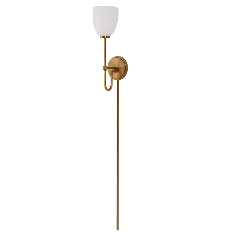 Warm Brass Dimmable Plug-In Electric Wall Sconce