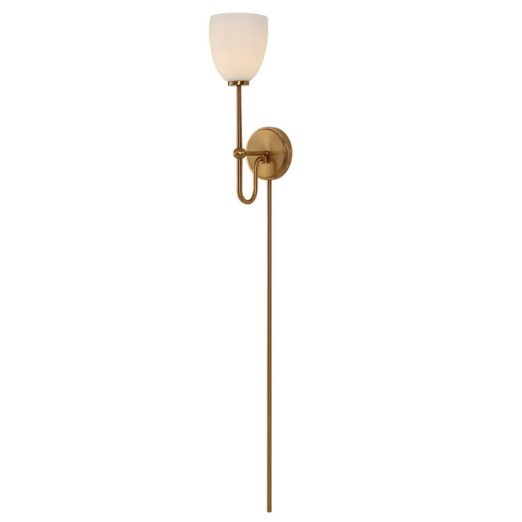 Warm Brass Dimmable Plug-In Electric Wall Sconce