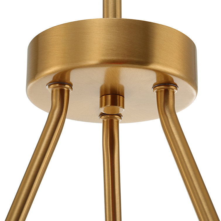 Warm Brass 6-Light Chandelier with Opal Glass Shades