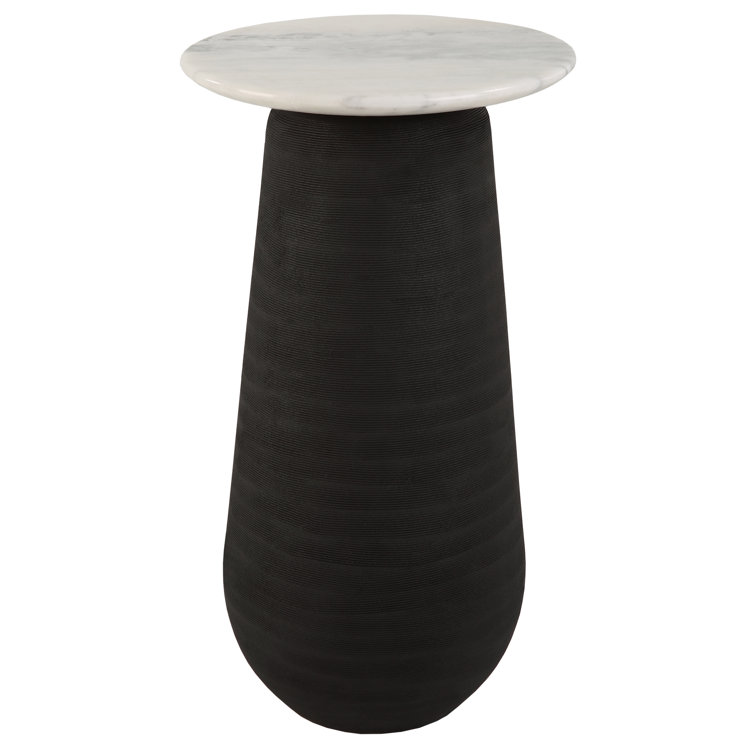 Round Black and White Marble Accent Table