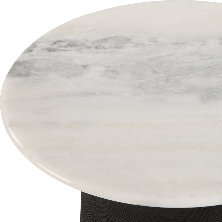 Round Black and White Marble Accent Table