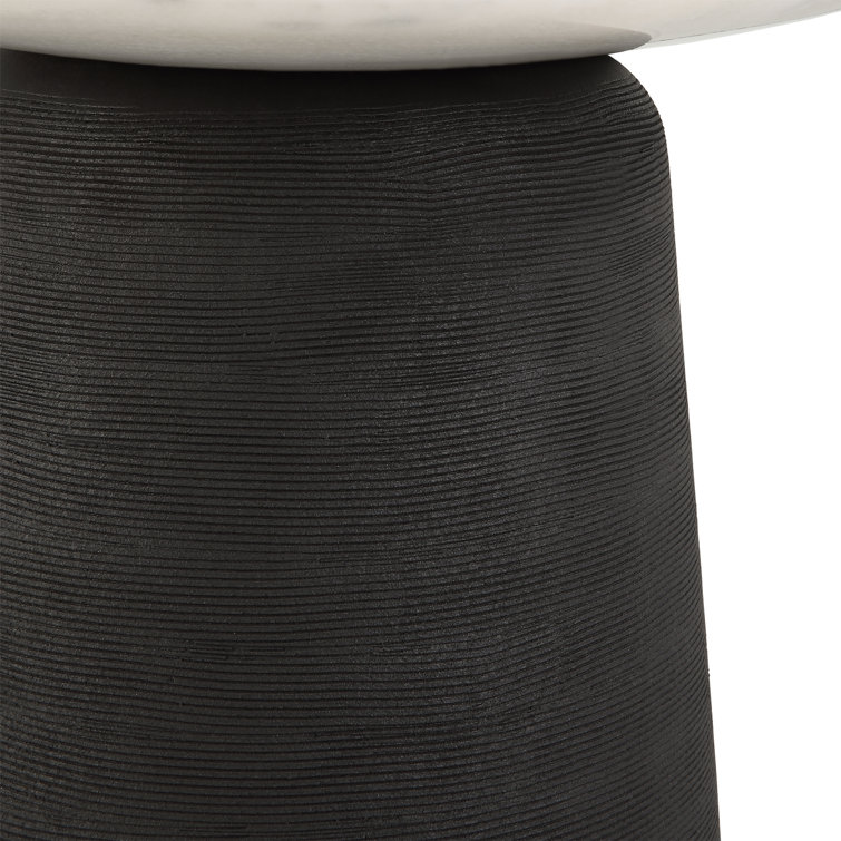 Round Black and White Marble Accent Table