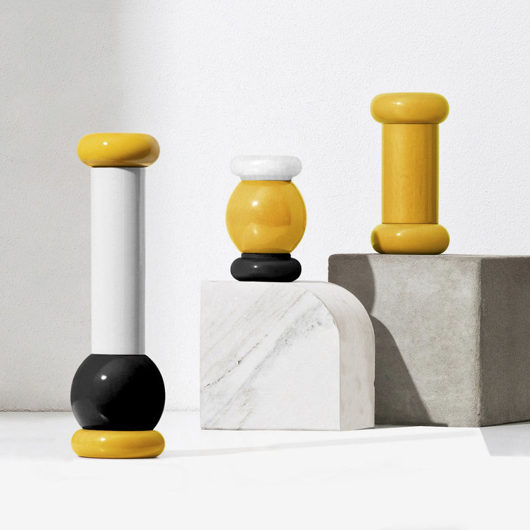 Beech Wood Yellow Black White Pepper Mill