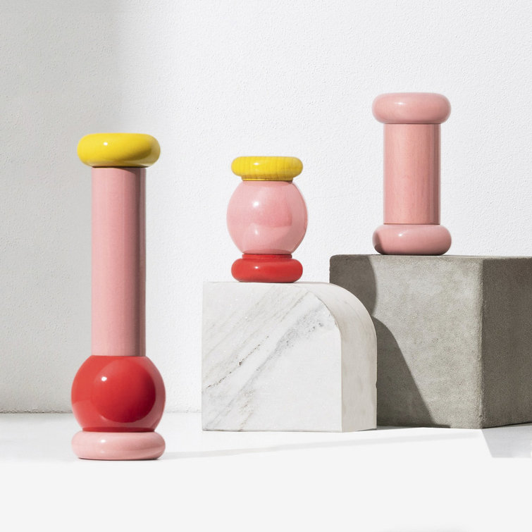 Beech Wood Pink Red Yellow Pepper Mill Grinder