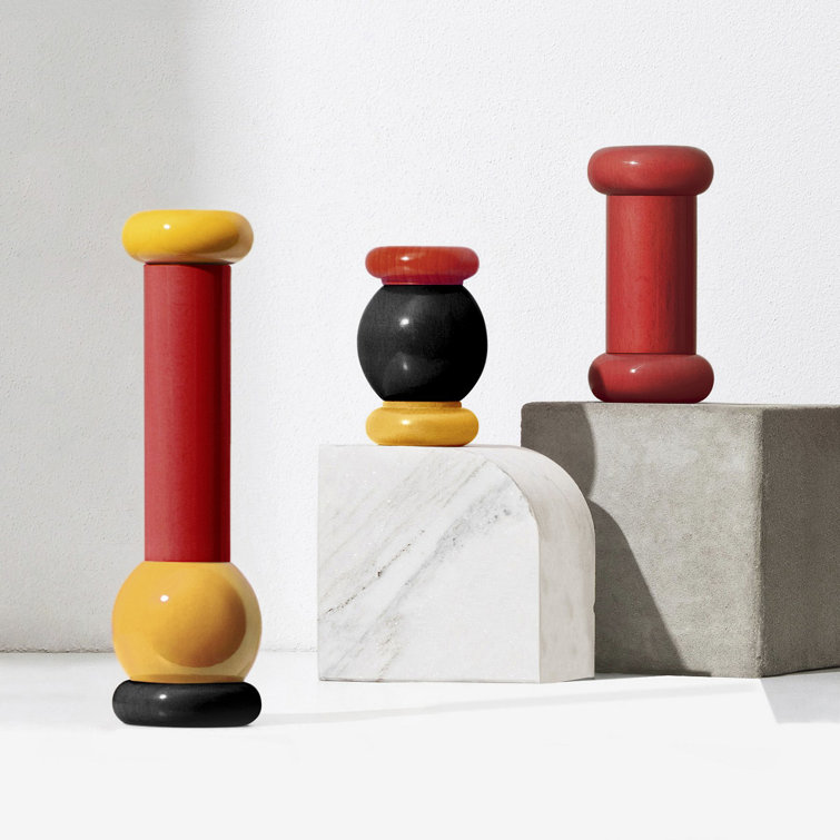 Red and Yellow Beechwood Pepper Mill