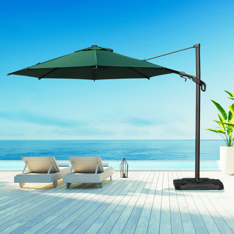 10ft Dark Green Aluminum Cantilever Patio Umbrella