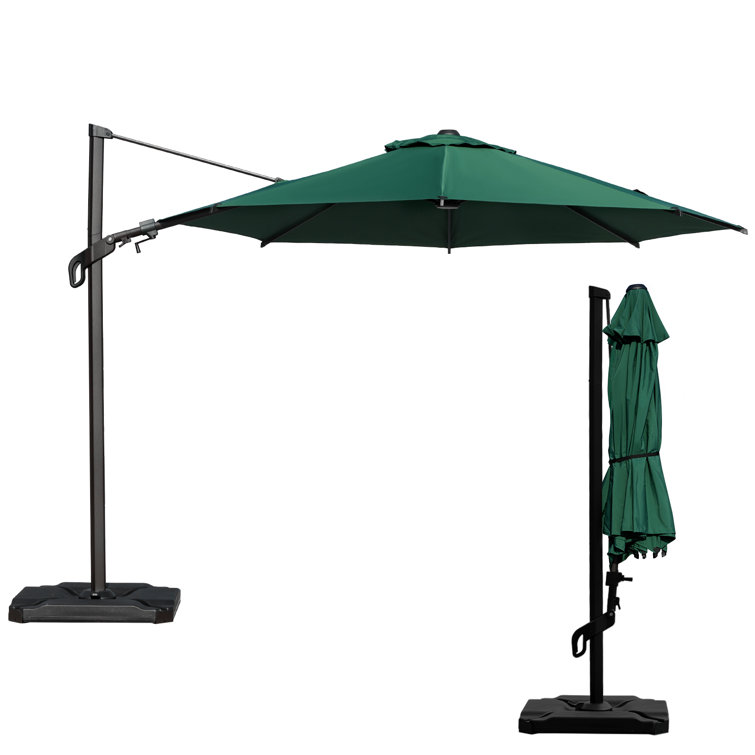 10ft Dark Green Aluminum Cantilever Patio Umbrella