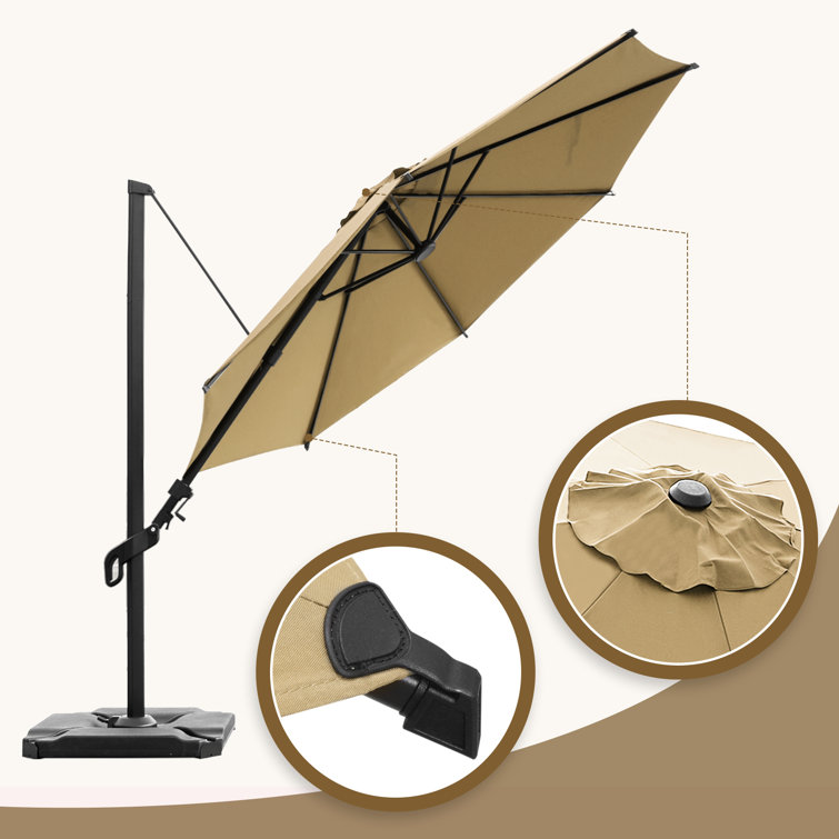 Vienna 10ft Brown Polyester Cantilever Umbrella with Steel Pole
