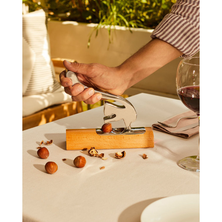 Squirrel Shaped Stainless Steel and Wood Nutcracker