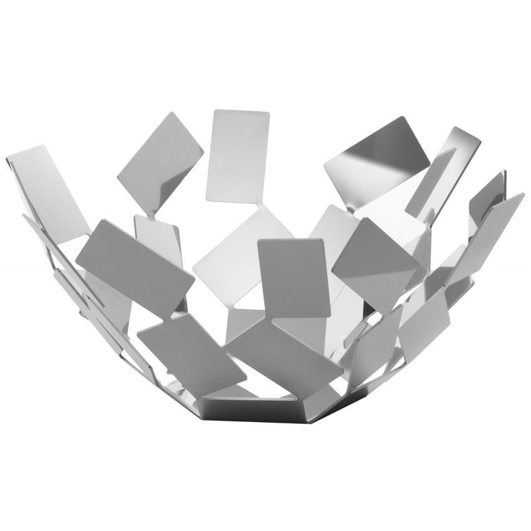 White Geometric Stainless Steel Fruit Holder Bowl