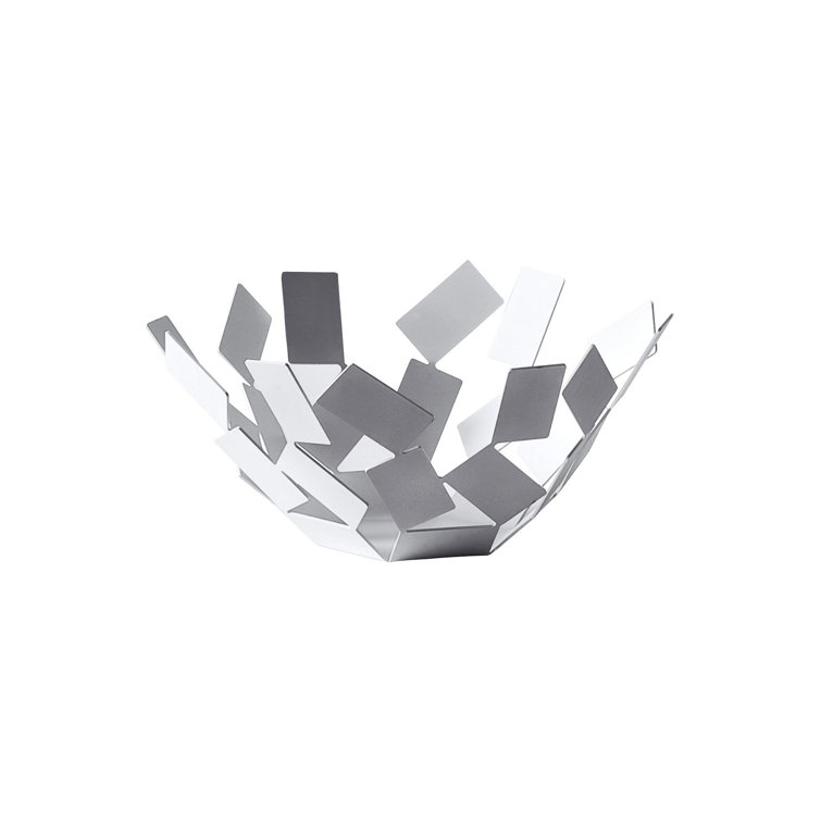 White Geometric Stainless Steel Fruit Holder Bowl