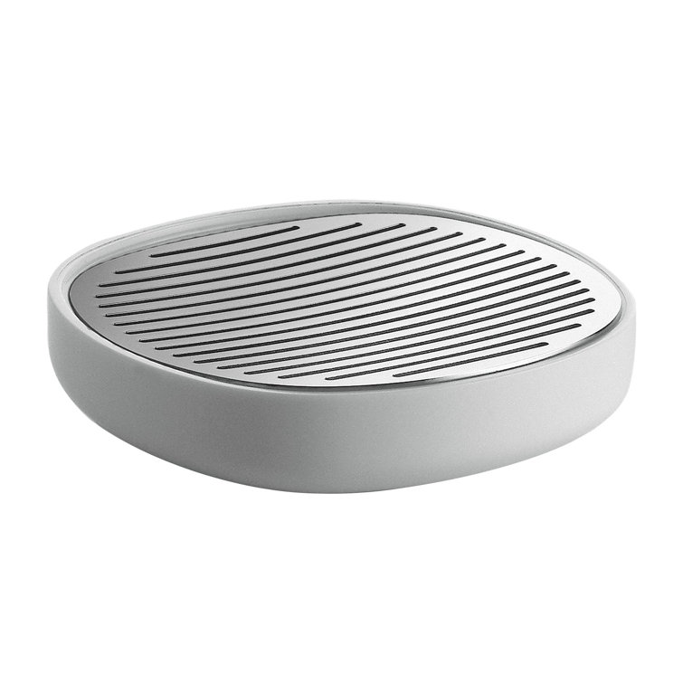 White and Stainless Steel Modern Soap Dish