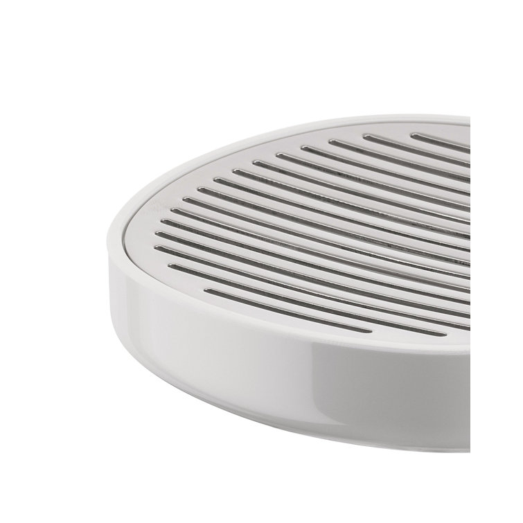 White and Stainless Steel Modern Soap Dish