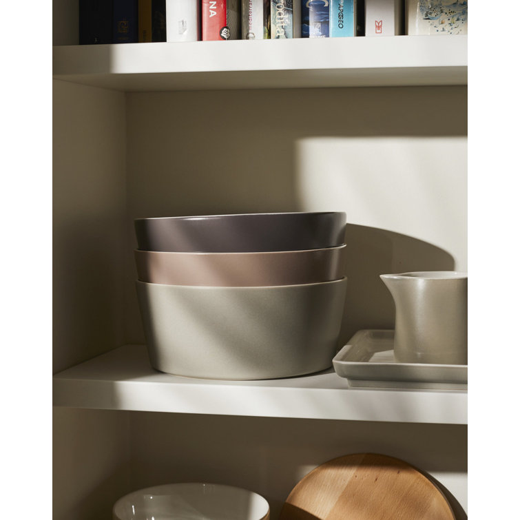 Light Grey Ceramic Microwave Safe Salad Serving Bowl
