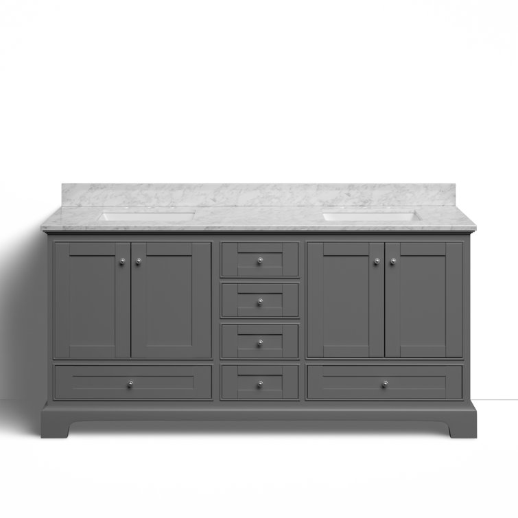 Audrey 72'' Sapphire Gray Double Bathroom Vanity with Marble Top