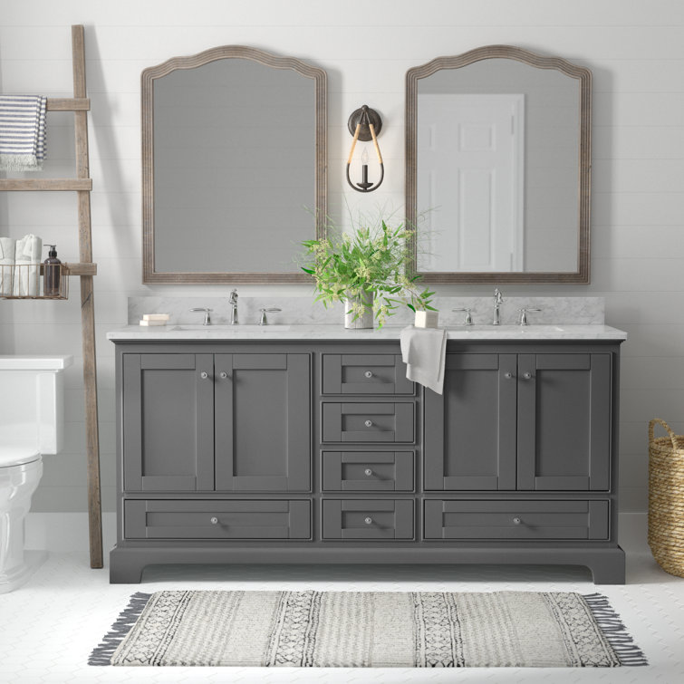 Audrey 72'' Sapphire Gray Double Bathroom Vanity with Marble Top