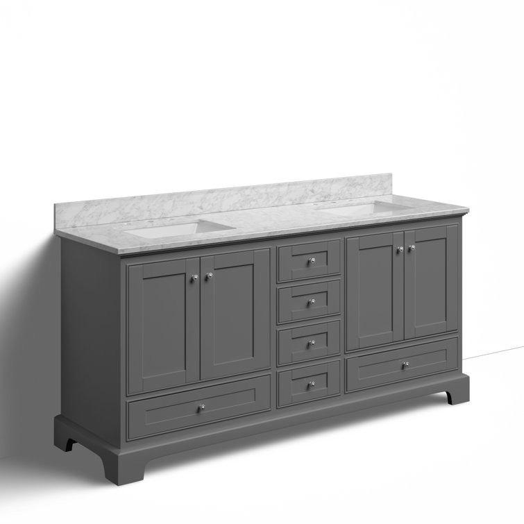 Audrey 72'' Sapphire Gray Double Bathroom Vanity with Marble Top