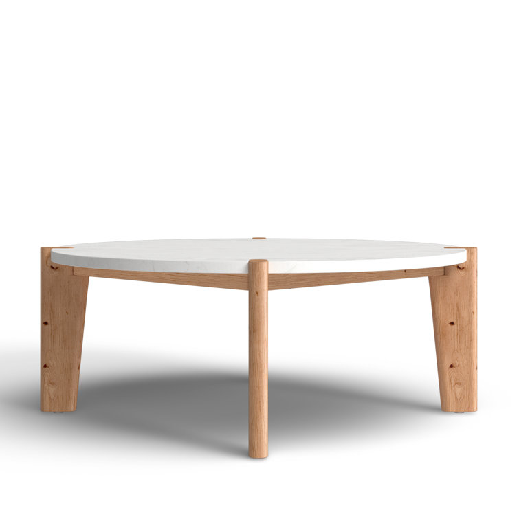 Elmwood Tapered Leg Round Marble Coffee Table with Storage