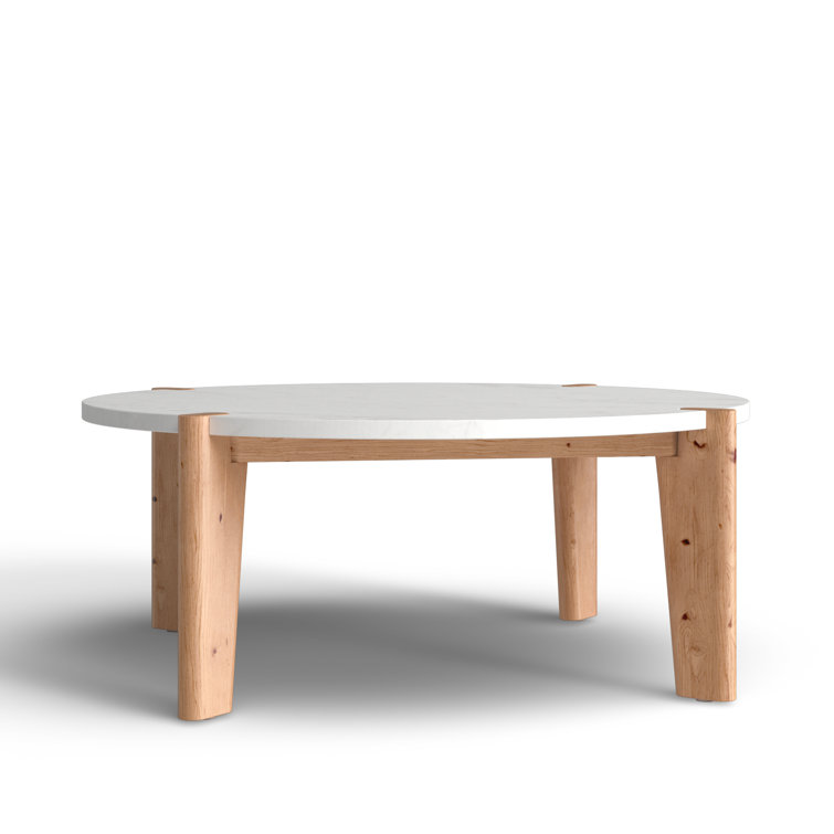 Elmwood Tapered Leg Round Marble Coffee Table with Storage