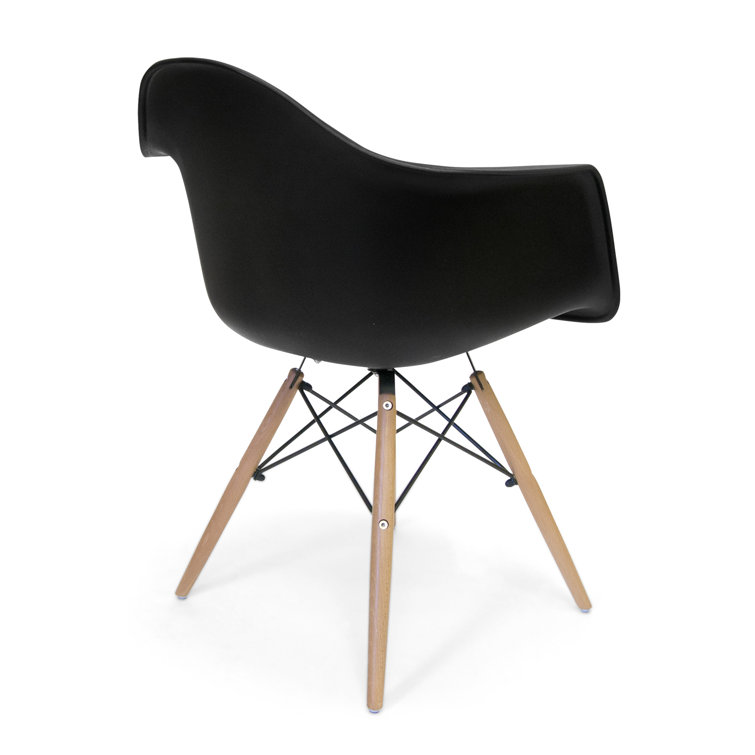 Black and Natural Mid-Century Modern Arm Chair Set