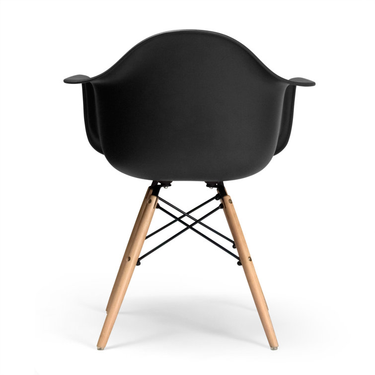 Black and Natural Mid-Century Modern Arm Chair Set