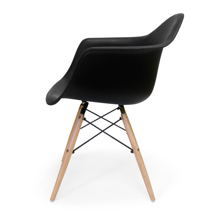 Black and Natural Mid-Century Modern Arm Chair Set