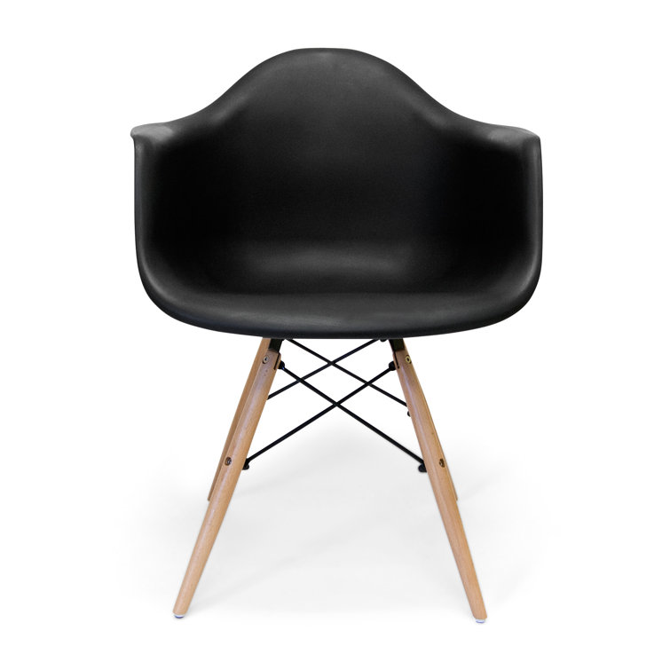 Black and Natural Mid-Century Modern Arm Chair Set