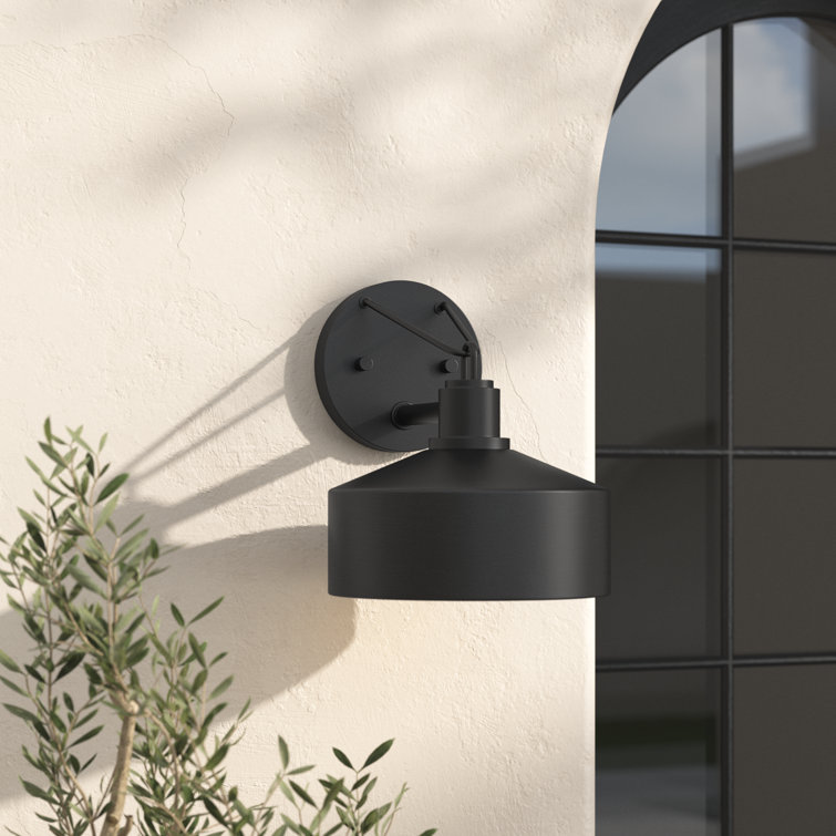 Textured Black Steel Industrial Outdoor Wall Lantern