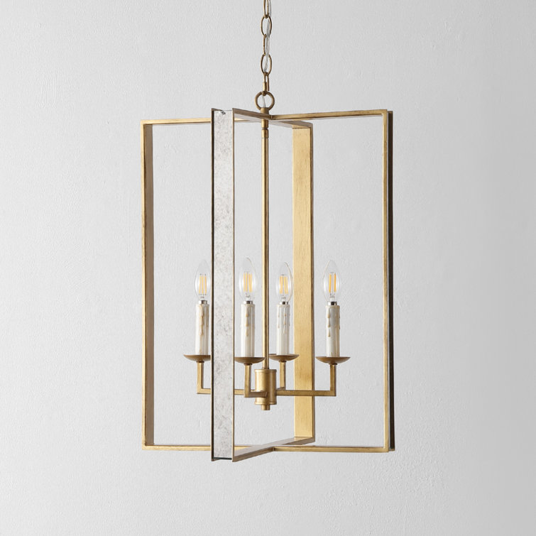 Antique Gold 18" Glass and Metal LED Pendant Light