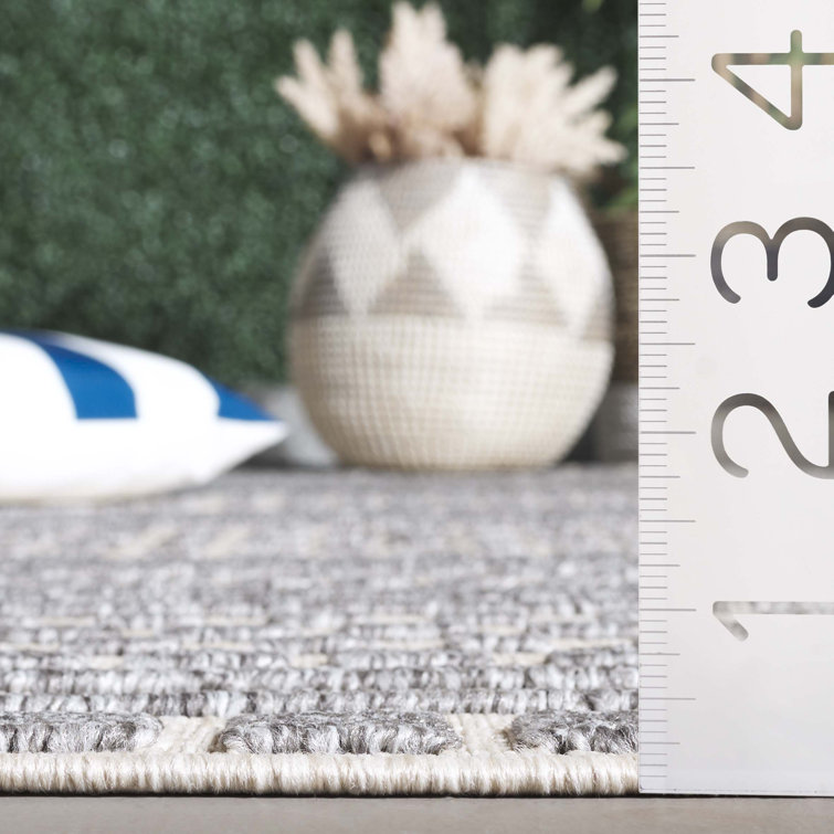 Gray and Beige Geometric 4' x 6' Stain-Resistant Rug