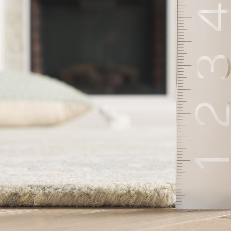 Ivory and Light Gray Handmade Tufted Wool Square Rug