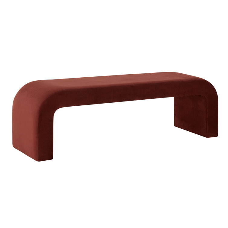 Daine 62" Rust Velvet Upholstered Bench with Sled Legs