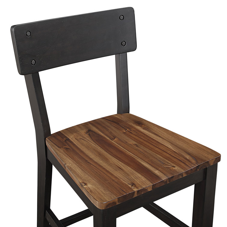 Bermuda Black and Brown Wood Counter Height Dining Set with Storage