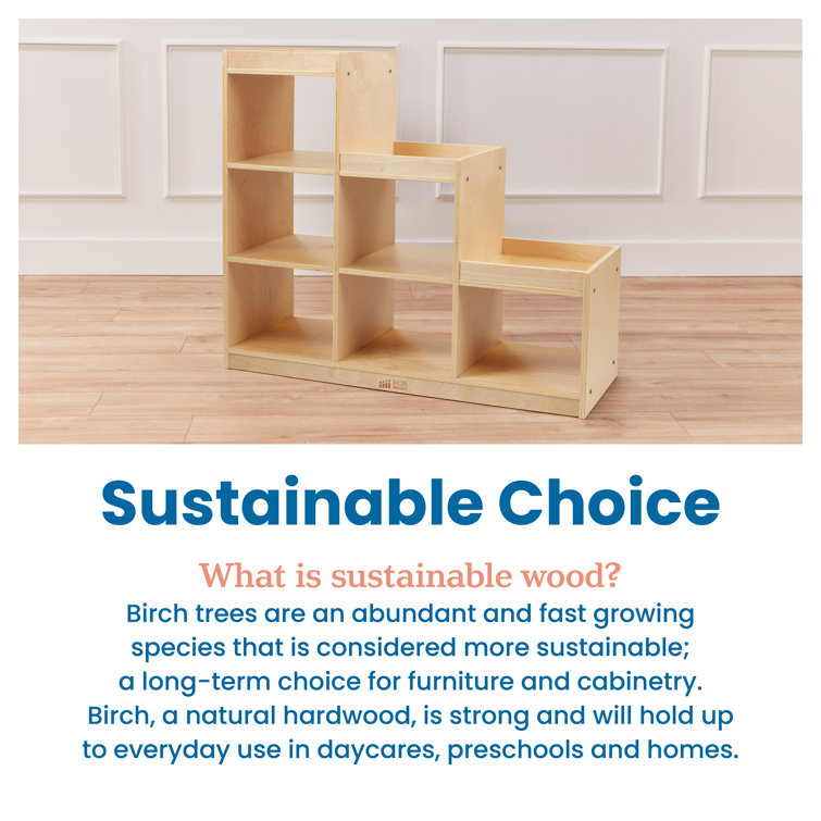Natural Birch Wood 6-Cube Kids Storage Cabinet