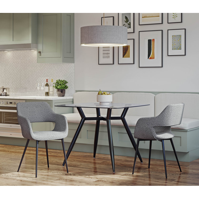 Margarite Grey Faux Leather and Metal Arm Chair Set