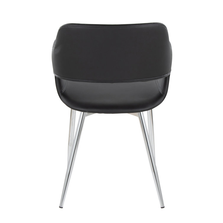 Margarite Black Faux Leather and Silver Metal Armchair Set