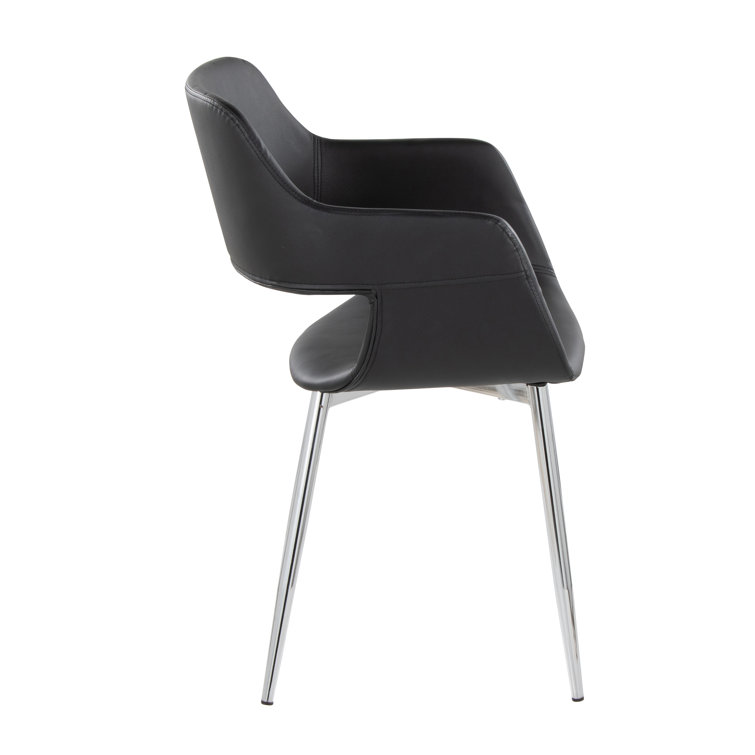 Margarite Black Faux Leather and Silver Metal Armchair Set