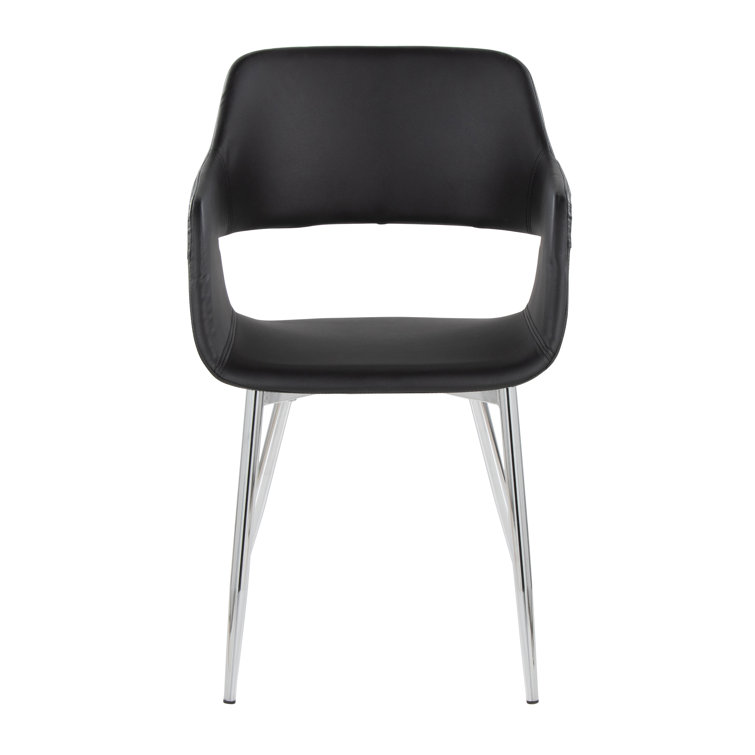 Margarite Black Faux Leather and Silver Metal Armchair Set