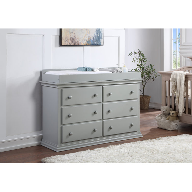 Gray Double Dresser with Dovetail Drawers and Ball Bearing Glides