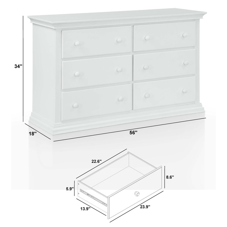 Gray Double Dresser with Dovetail Drawers and Ball Bearing Glides