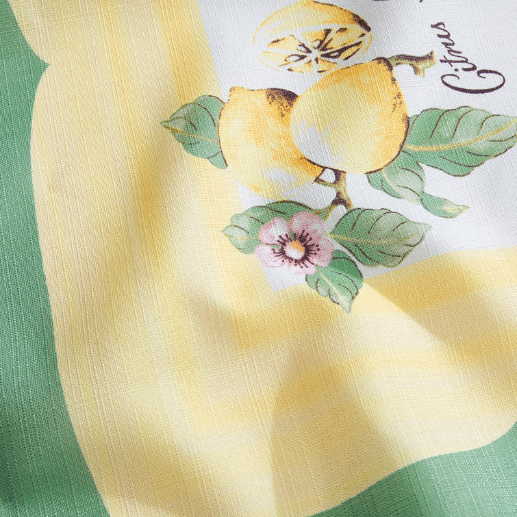 French Garden Round White and Yellow Polyester Tablecloth