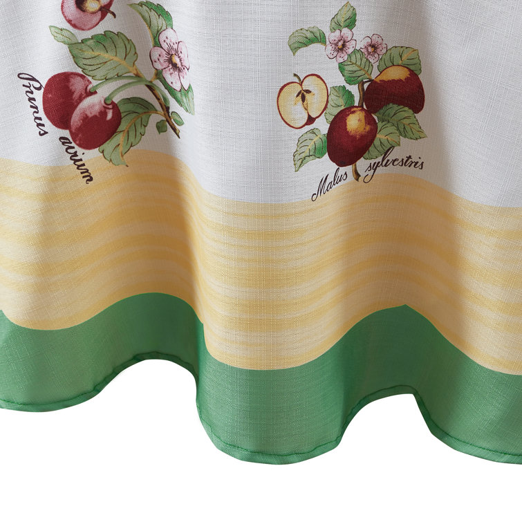 French Garden Round White and Yellow Polyester Tablecloth