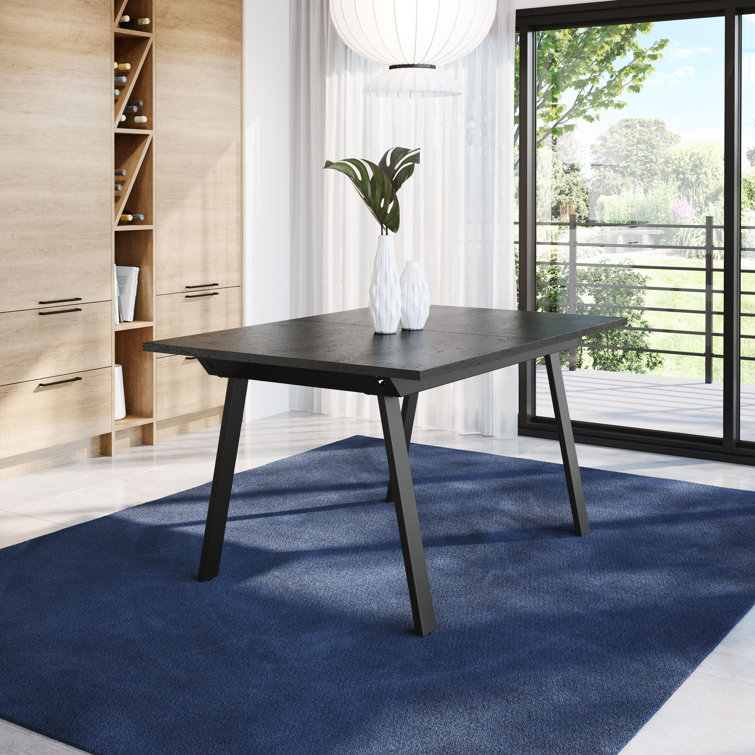 Reaves Black Laminate Dining Table with Silver Gray Chairs