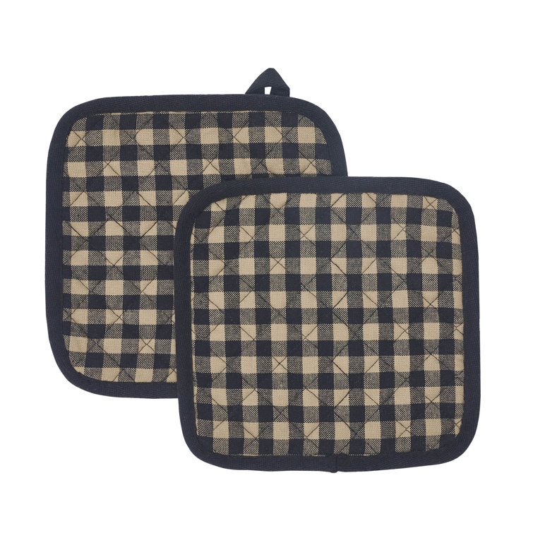 Country Black Check Cotton Pot Holder Set of 2