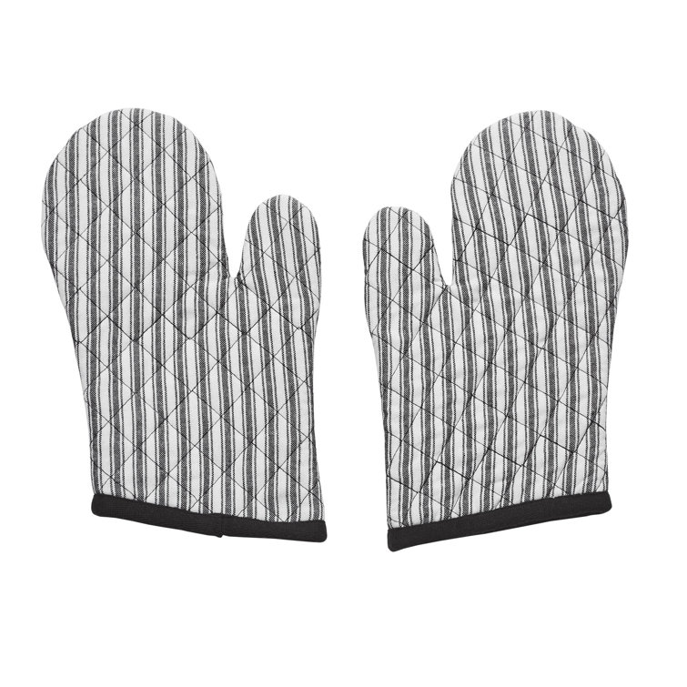 Sawyer Mill Black Striped Cotton Oven Mitt Set