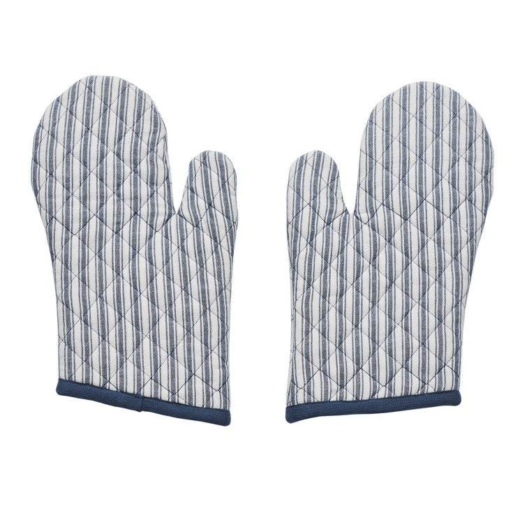 Sawyer Mill Blue Striped Cotton Oven Mitt Set